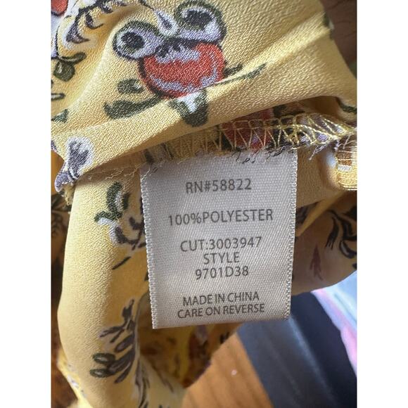 Max Studio Yellow Floral Blouse - Tie Waist - Bright Summer Print - Picture 7 of 7